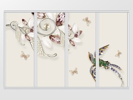 钻石珠宝花鸟蝴蝶移门