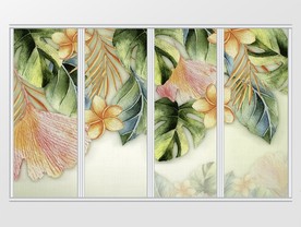 手绘油画花卉移门