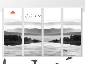 新中式水墨山水移门