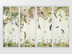 简约小清新绿色叶子移门