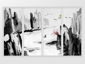 中国风水墨山水意境移门