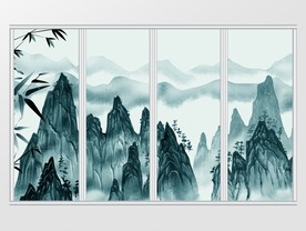 新中式水墨山水移门