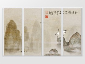 新中式山水画意境唯美移门