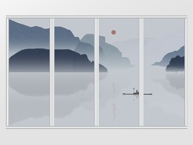 新中式意境江南山水移门