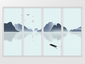中国风意境山水移门