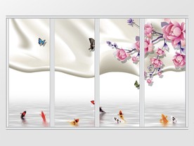 3D立体鲤鱼跳跃移门