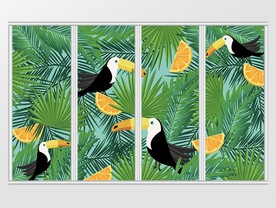 热带大嘴鸟植物叶子移门