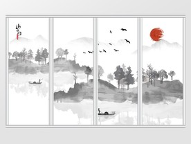 中式山水移门