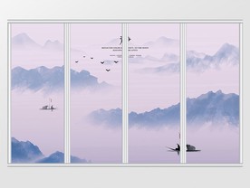 新中式手绘山水移门