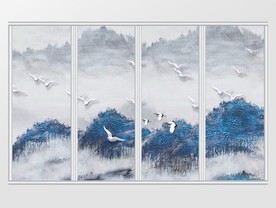 新中式中国风意境风景移门