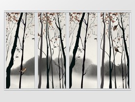 中式写意花鸟树林移门