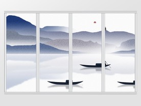 中国风山水移门