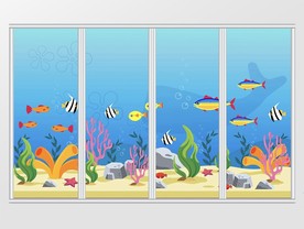 卡通海底世界移门