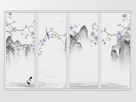 中式意境花鸟移门