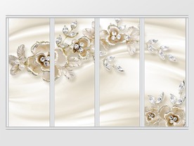 3d贵气珠宝镶钻花枝移门