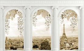 大型罗马拱门埃菲尔铁塔背景壁画