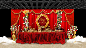 红金色婚礼甜品区