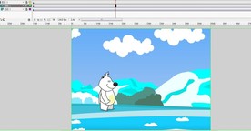 北极熊在雪地里行走的动画6秒