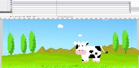 奶牛在草原农田走过的动画20秒