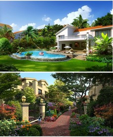 别墅游泳效果图