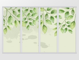 现代简约小清新绿叶移门
