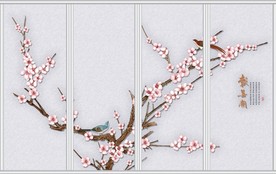 春满枝头工笔梅花移门