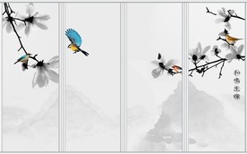 水墨玉兰花移门