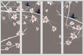 现代简约手绘玉兰花花开富贵移门