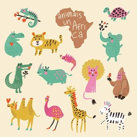 可爱卡通动物矢量墙贴素材