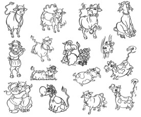 手绘欢乐牛素材