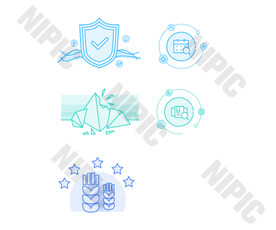 线型图标 盾牌 日期 麦穗