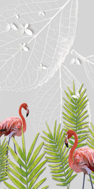 简约火烈鸟树叶玄关装饰画