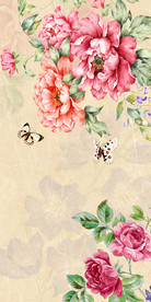 手绘花卉蝴蝶玄关装饰画