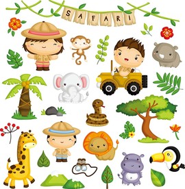 游猎卡通矢量贴图素材