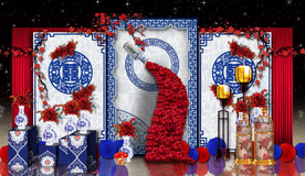 青花瓷主题婚礼迎宾区