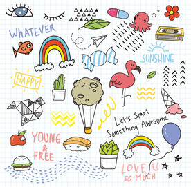 手绘夏季卡通贴图背景墙