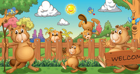 卡通动物乐园背景