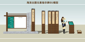 波浪主题元素指示牌