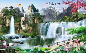 旭日东升客厅背景墙装饰画