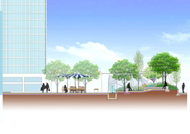 商业广场 廊架 休息平台 景观