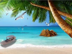 美丽大海椰树风景电视背景墙壁画