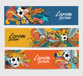 涂鸦矢量足球世界杯BANNER