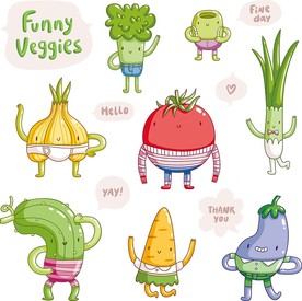 可爱蔬菜表情矢量卡通素材
