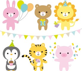 可爱卡通动物矢量素材