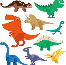 可爱恐龙矢量墙贴矢量素材
