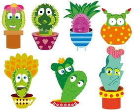 可爱表情仙人掌矢量贴图素材