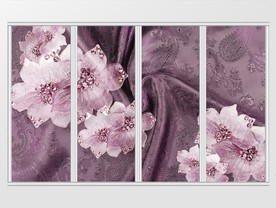 粉紫色绸缎镶钻花瓣移门