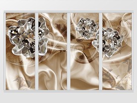 奢华大气珠宝花朵绸缎移门