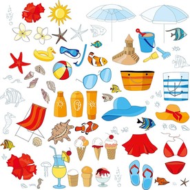 夏季元素图标贴纸墙贴素材