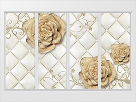 3d高贵大气金色牡丹移门